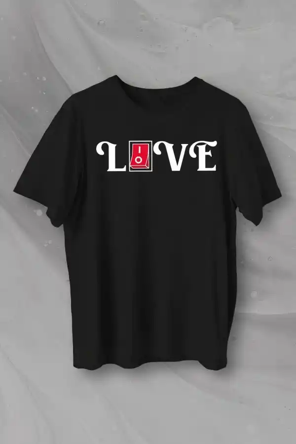 14 Şubat Sevgililer Günü Love Baskılı Oversize Bisiklet Yaka T-shirt - Siyah