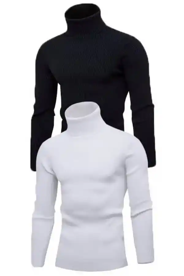 Erkek 2 Adet Kaşkorse Boğazlı Full Likralı Fitilli Slimfit Body