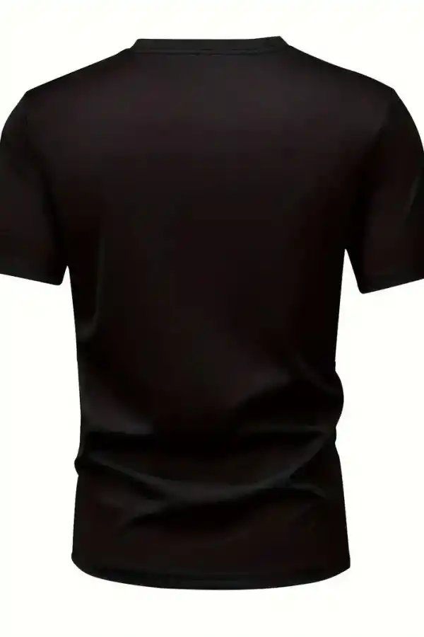 Erkek Kısa Kol Yazlık Tişört Bisiklet Yaka Baskılı Oversize T-Shirt - Siyah