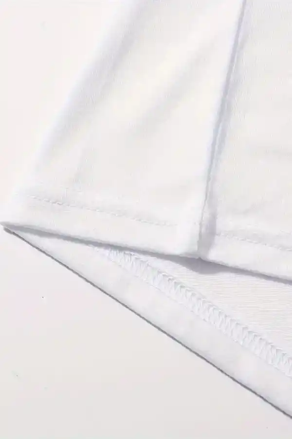 Kadın Kahve Desen Baskılı Tişört Kısa Kol Bisiklet Yaka Oversize T-Shirt - Beyaz