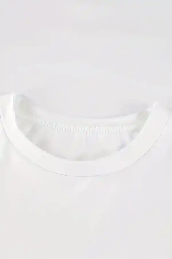 Kadın Kısa Kol Yazlık Tişört Bisiklet Yaka Baskılı Oversize T-Shirt - Beyaz