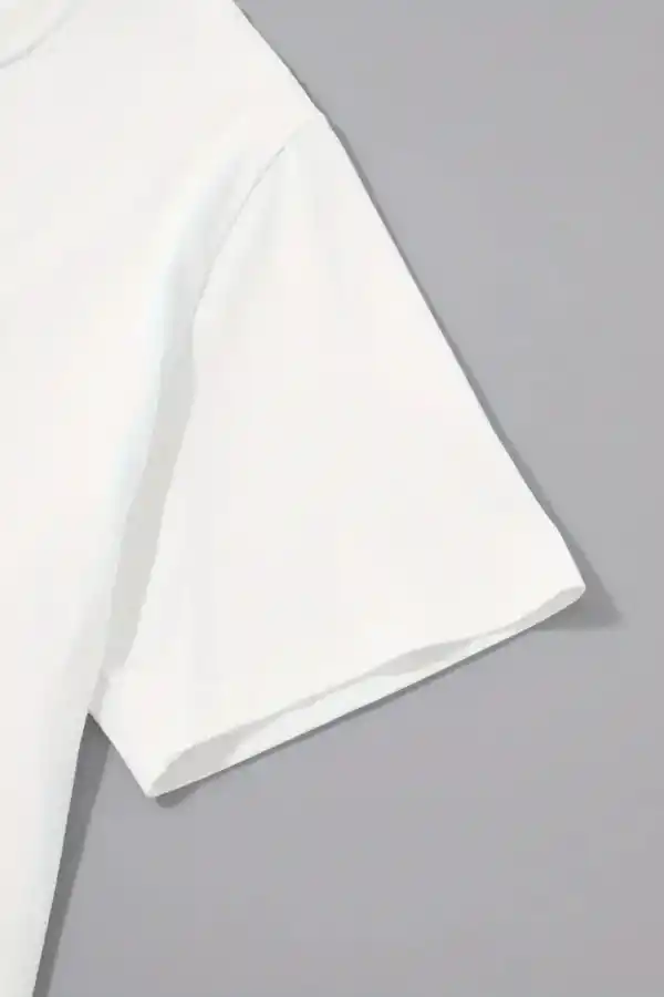 Erkek Sarj %1 Baskılı T-Shirt Kısa Kol Bisiklet Yaka Regular Fit Tişört - Beyaz