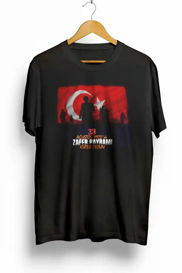 30 Ağustos Atatürk Baskılı T-shirt - Siyah