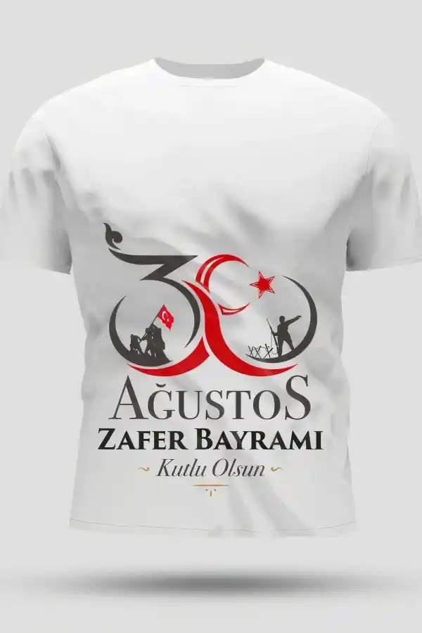 30 Ağustos Zafer Bayramı Baskılı Oversize Bisiklet Yaka T-shirt