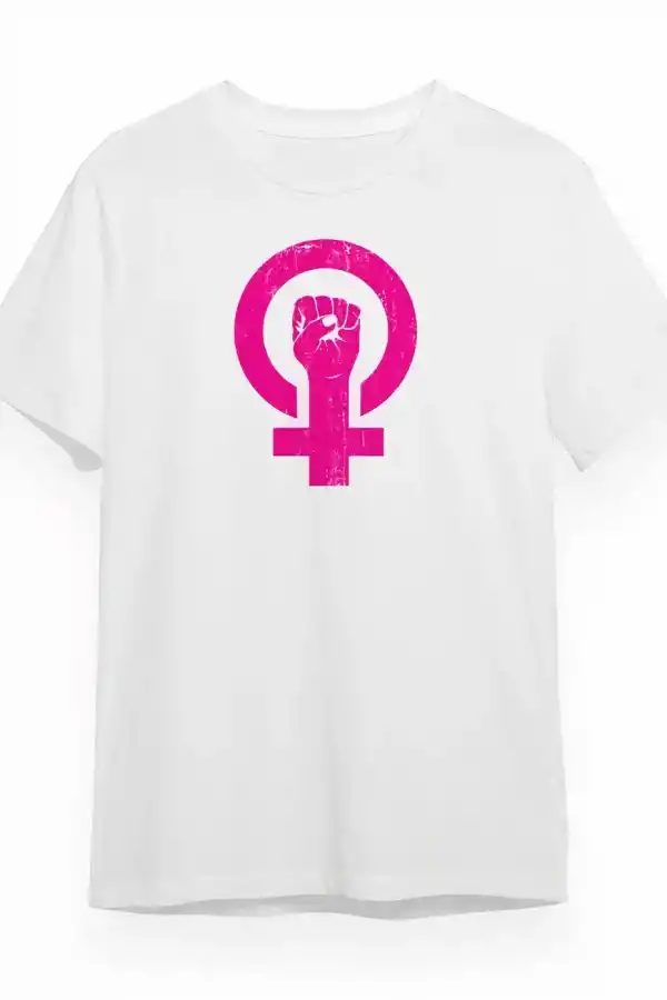 8 Mart Dünya Kadınlar Günü İçin Tişört Özel Baskılı T-shirt - Beyaz
