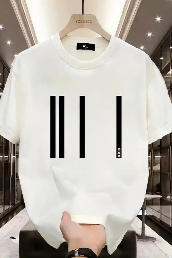 Kadın Kısa Kol Yazlık Tişört Bisiklet Yaka Baskılı Oversize T-Shirt - Beyaz