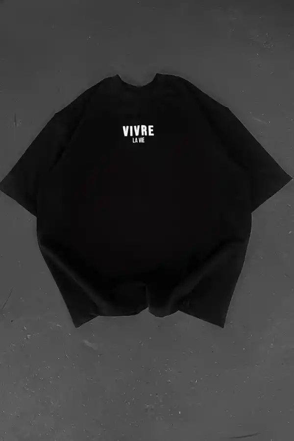Erkek Ön ve Arka Baskılı T-Shirt Kısa Kol Bisiklet Yaka Regular Fit Tişört -  Siyah
