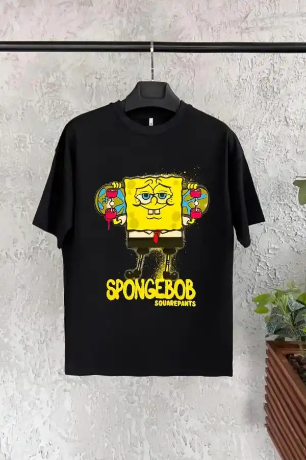Bisiklet Yaka Kısa Kol Çocuk Baskılı T-Shirt - Siyah