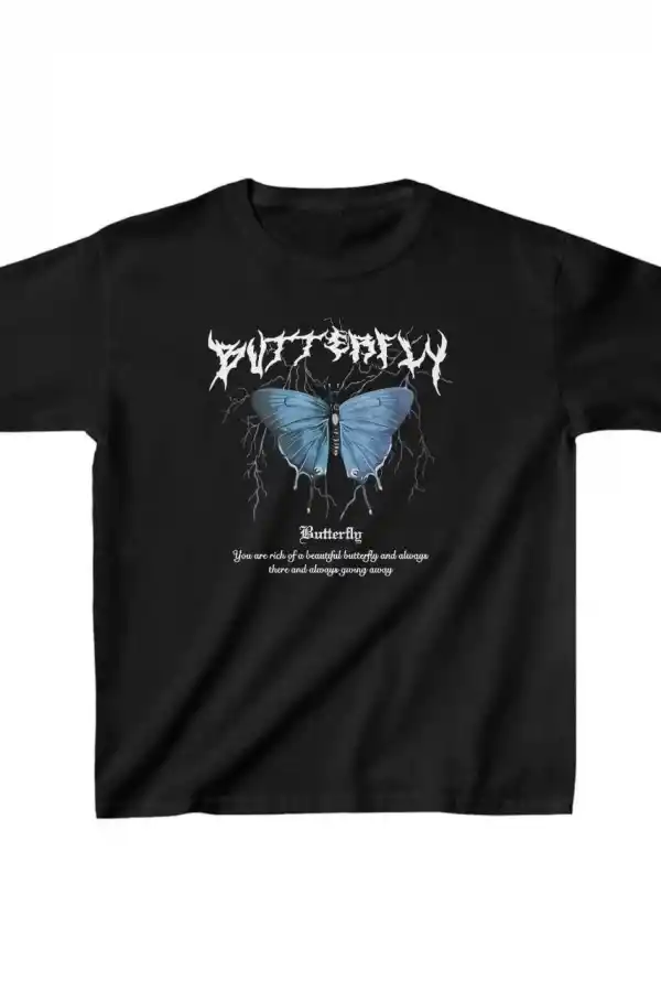 Çocuk Kız Baskılı T-Shirt - Siyah