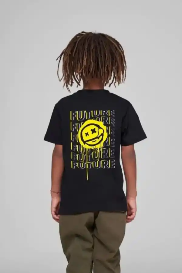 Çocuk Unisex Baskılı T-Shirt - Siyah