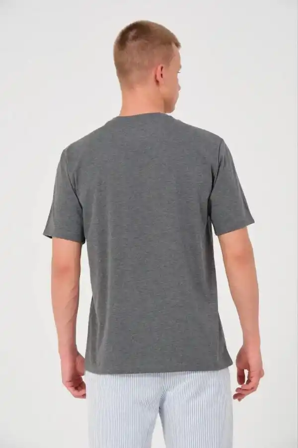 Erkek Düz Bisiklet Yaka Tişört Kısa Kol Yazlık T-Shirt - Antrasit