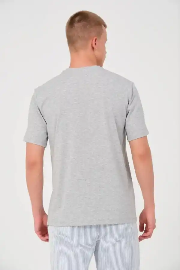 Erkek Düz Penye Tişört Bisiklet Yaka Kısa Kol Regular Fit T-Shirt - Gri