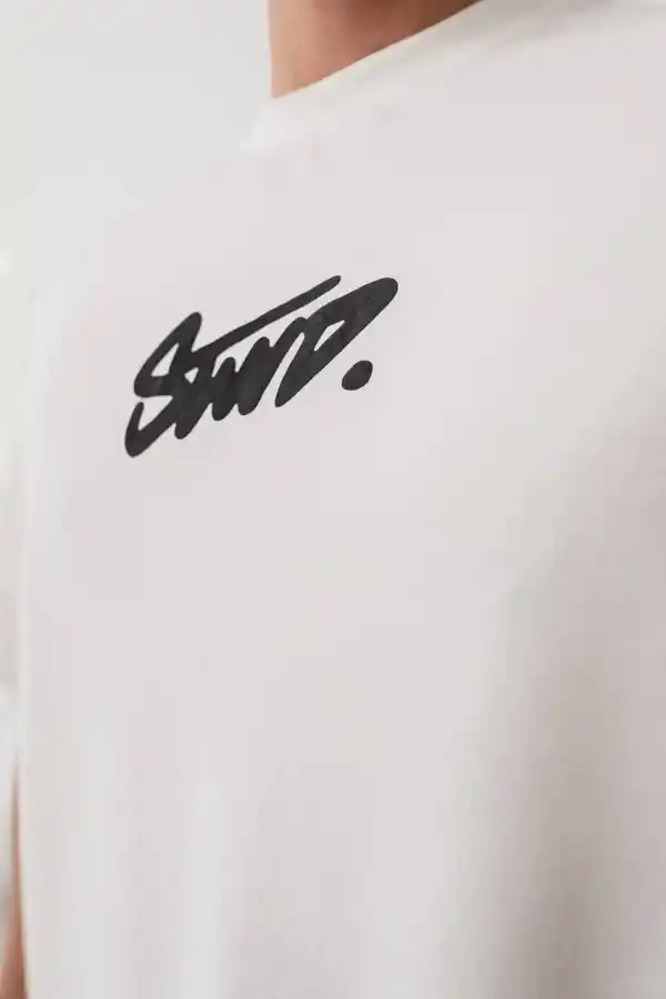 Erkek Tişört Yazlık Baskılı Oversize Kısa kol T-Shirt - Beyaz