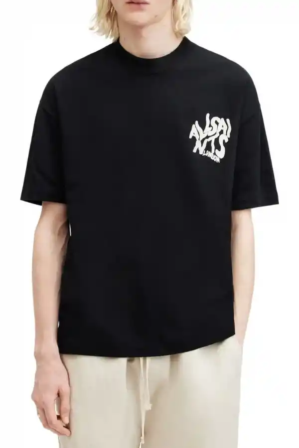 Erkek Tişört Baskılı Oversize Kısa kol T-shirt - Siyah