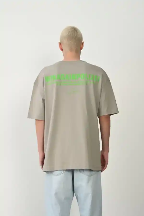 Erkek Baskılı T-Shirt Kısa Kol Bisiklet Yaka Rahat Kalıp Tişört  - Boyalı Gri