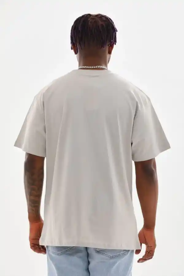 Erkek Baskılı T-Shirt Kısa Kol Bisiklet Yaka Rahat Kalıp Tişört - Gri