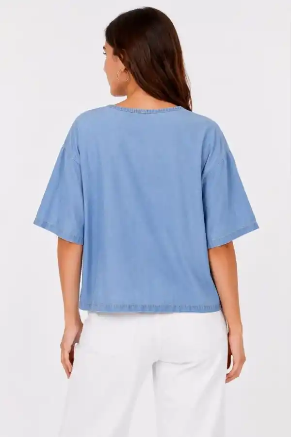 Erkek Baskılı T-Shirt Kısa Kol Bisiklet Yaka Rahat Kalıp Tişört - Mavi