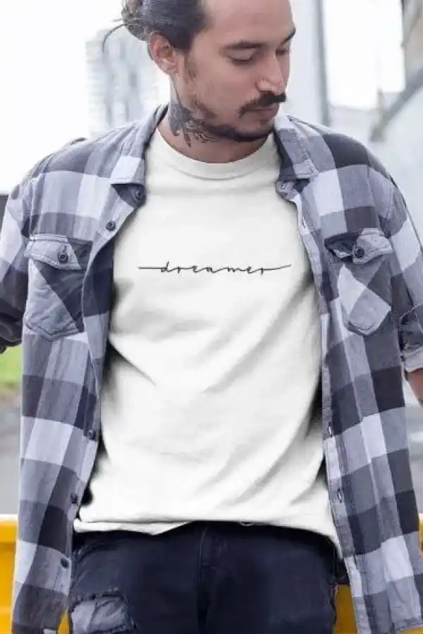 Erkek Tişort Bisiklet Yaka Baskılı Kısa kol T-Shirt - Beyaz