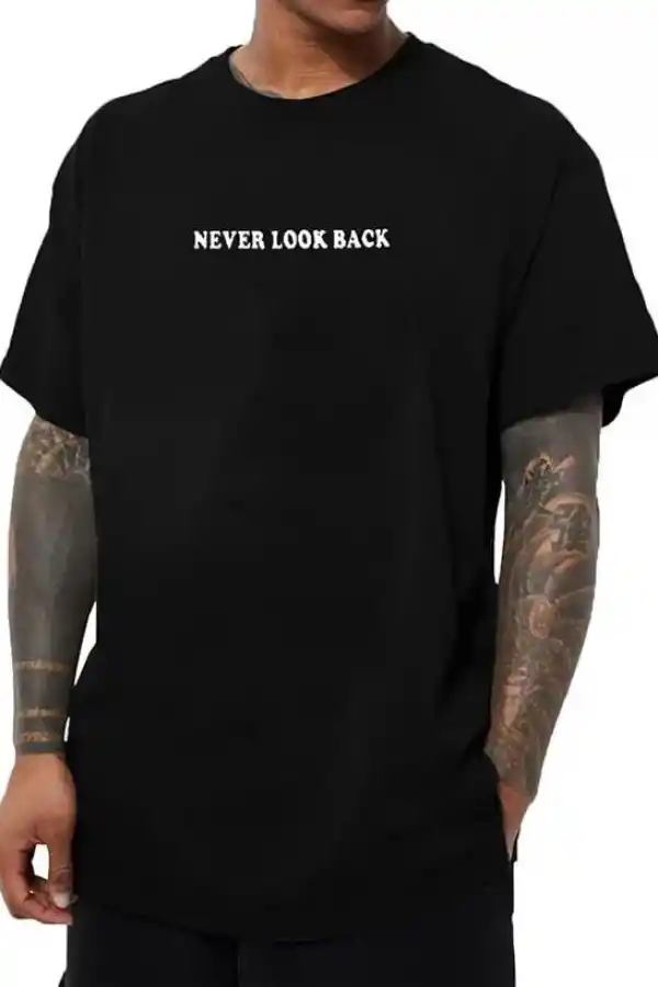 Erkek Baskılı T-Shirt Kısa Kol Bisiklet Yaka Regular Fit Rahat Kalıp Tişört - Siyah