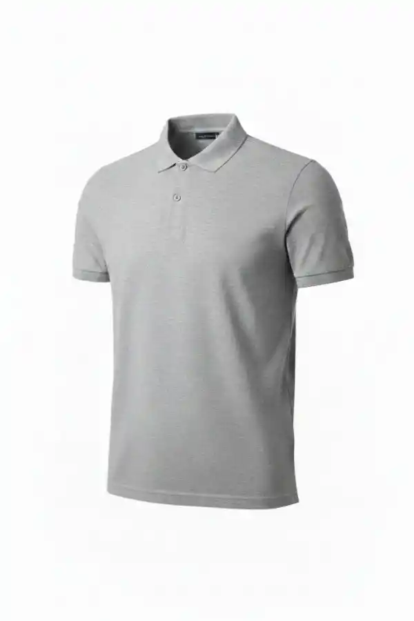 Erkek Polo Yaka Düğmeli Pike Kumaş Tişört Regular Fit Kısa Kol T-Shirt - Gri