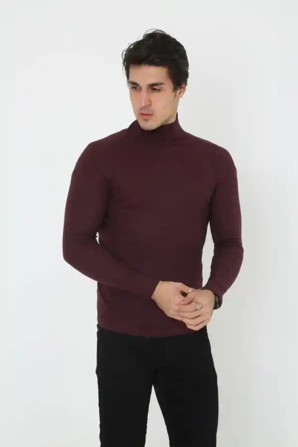 Erkek Tam Boğazlı Fitilli Likrali Koşkorse Badi - Bordo