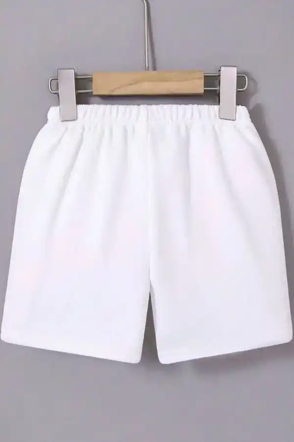 Kadın Beli Lastikli Mini Düz Şort - Beyaz
