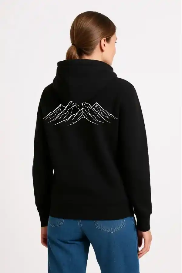 Kadın 3 İplik Pamuklu Kapüşonlu Hoodie Sweatshirt Nihilist Penguen Baskılı - Siyah