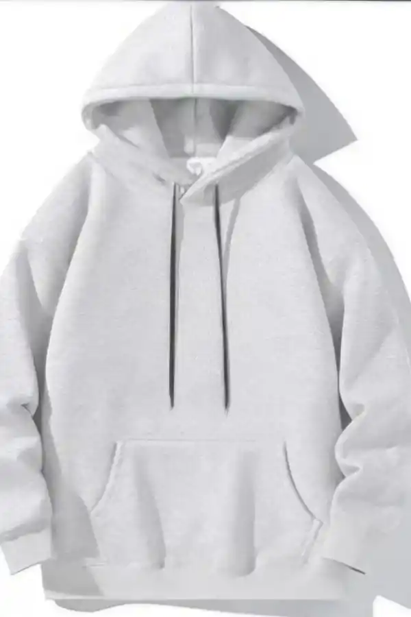 Kadın Kapüşonlu Kanguru Cepli 3 İplik Pamuklu Oversize Hoodie Sweatshirt -  Gri