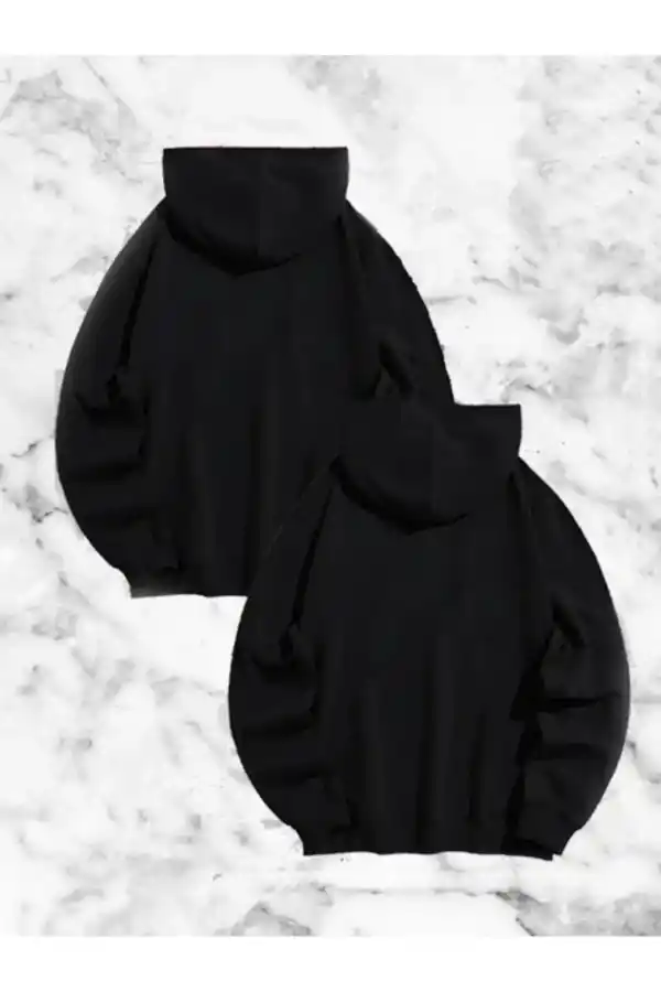 Örümcek Baskılı Sevgili Çift Kombini Kapüşonlu Sweatshirt & Hoodie - Siyah