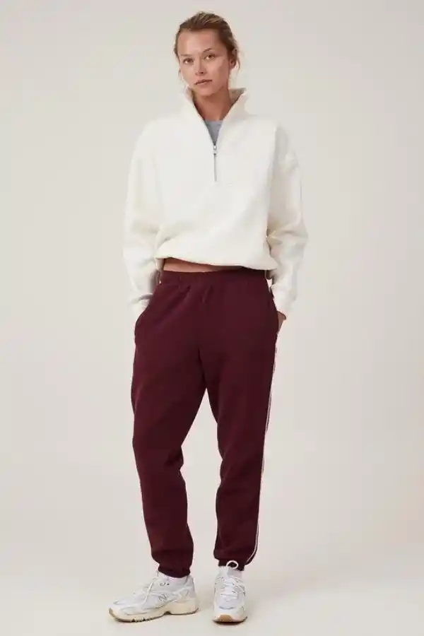 Kadın 3 İplik Pamuklu Oversize Yarım Fermuarlı Yakalı Basic Sweatshirt - Beyaz