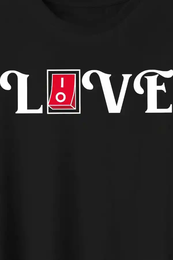 14 Şubat Tişört Sevgililer Günü İçin Özel Tasarım Love Baskılı T-shirt - Siyah