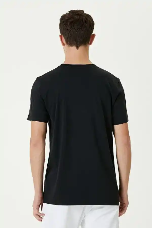ERKEK Düz Tişört Bisiklet Yaka Regular Fit Yazlık Kısa kol T-Shirt - Siyah
