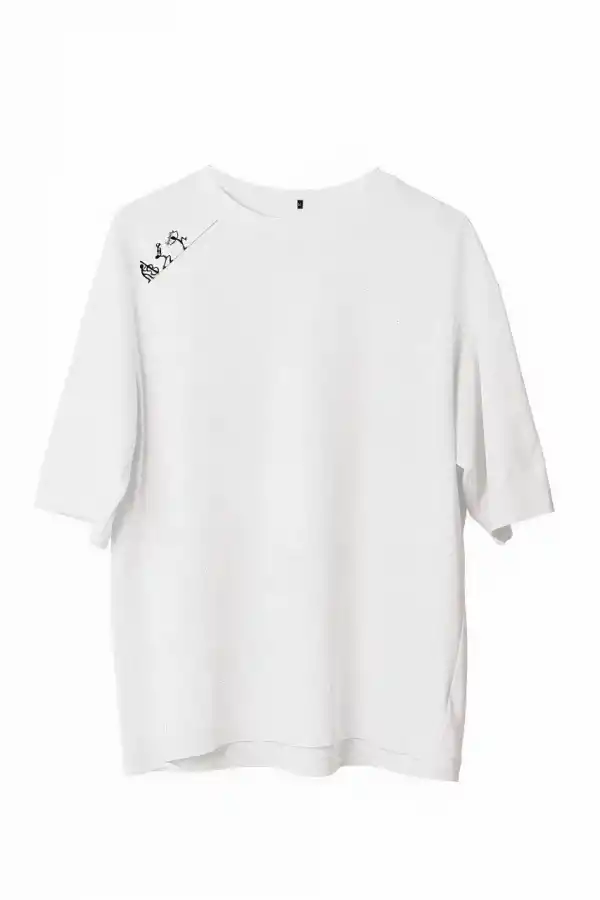 Erkek Baskılı T-Shirt Kısa Kol Bisiklet Yaka Regular Fit Rahat Kalıp Günlük Tişört - Beyaz
