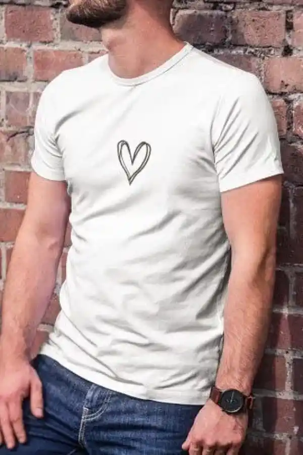 Erkek Kısa Kol Yazlık Tişört Bisiklet Yaka Baskılı Oversize T-Shirt - Beyaz