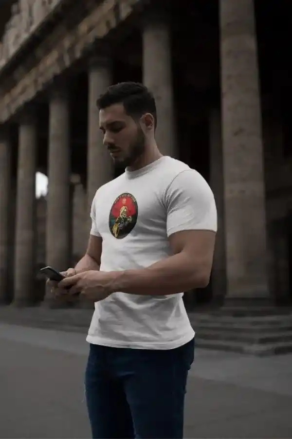Erkek Kısa Kol Yazlık Tişört Bisiklet Yaka Baskılı Oversize T-Shirt - Beyaz