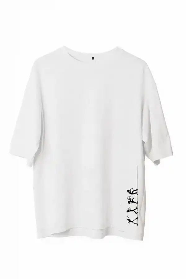 Erkek Baskılı T-Shirt Kısa Kol Bisiklet Yaka Regular Fit Rahat Kalıp Günlük Tişört - Beyaz