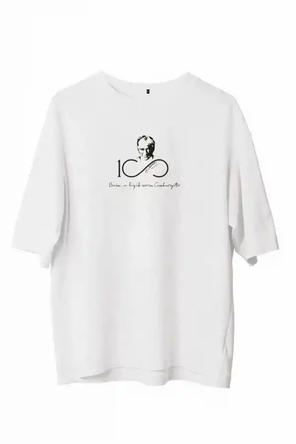 Erkek Baskılı T-Shirt Kısa Kol Bisiklet Yaka Regular Fit Rahat Kalıp Günlük Tişört - Beyaz