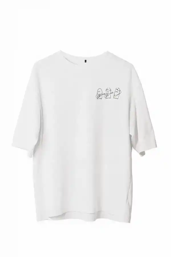 Erkek Baskılı T-Shirt Kısa Kol Bisiklet Yaka Regular Fit Rahat Kalıp Günlük Tişört - Beyaz