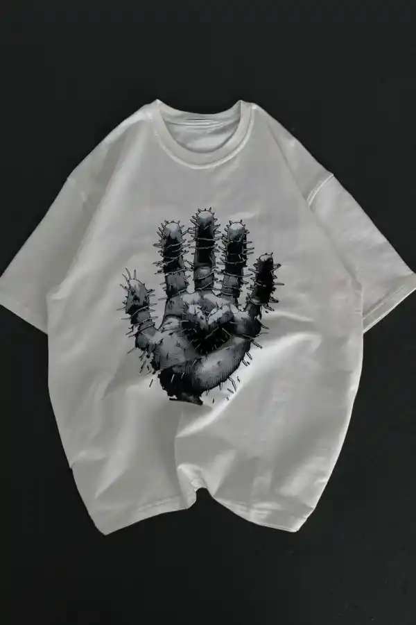 Kadın Baskılı T-Shirt Kısa Kol Bisiklet Yaka Regular Fit Rahat Kalıp Günlük Tişört - Beyaz