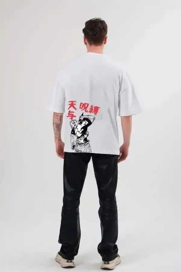 Erkek Baskılı T-Shirt Kısa Kol Bisiklet Yaka Regular Fit Rahat Kalıp Günlük Tişört - Beyaz