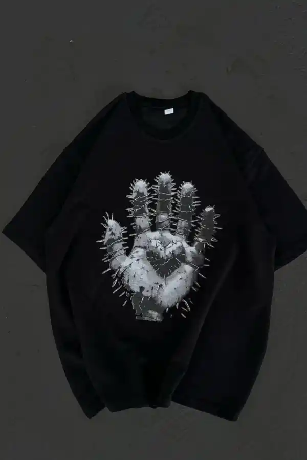 Kadın Baskılı T-Shirt Kısa Kol Bisiklet Yaka Regular Fit Rahat Kalıp Günlük Tişört  - Siyah