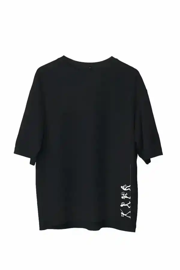 Erkek Baskılı T-Shirt Kısa Kol Bisiklet Yaka Regular Fit Rahat Kalıp Günlük Tişört - Siyah