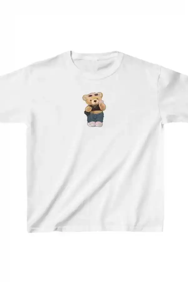 Unisex Çocuk Baskılı T-Shirt - Beyaz
