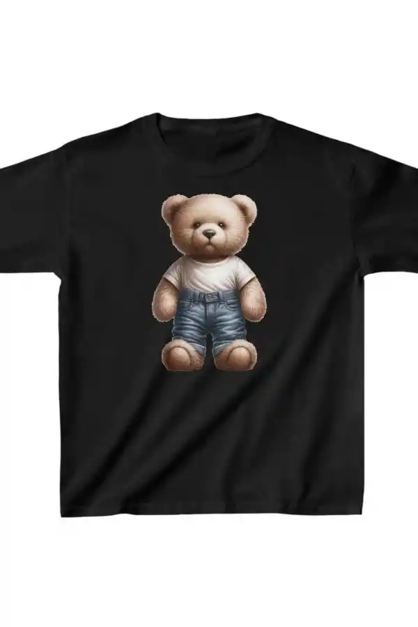 Unisex Çocuk Baskılı T-Shirt - Siyah