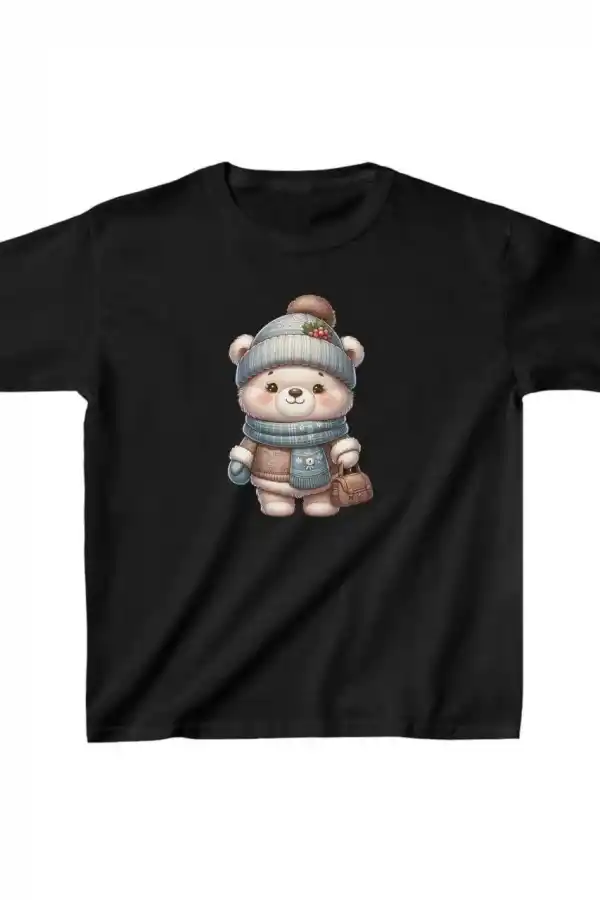 Unisex Çocuk Baskılı T-Shirt - Siyah