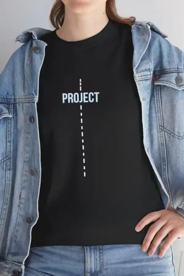 Kadın Bisiklet Yaka Baskılı Kısa kol  T-Shirt - Siyah
