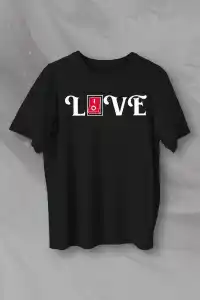 14 Şubat Sevgililer Günü Love Baskılı Oversize Bisiklet Yaka T-shirt - Siyah