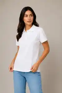 2li Kadın Polo Yaka Pike Kumaş Düğmeli Basic Tişört Günlük Rahat Kesim - Beyaz, Pembe