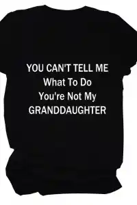 Kadın Baskılı Tişört Kısa Kol Bisiklet Yaka T-shirt - Siyah