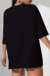 Kadın T-shirt Penye Compack Classical Baskılı Kısa kol Tişört - Siyah